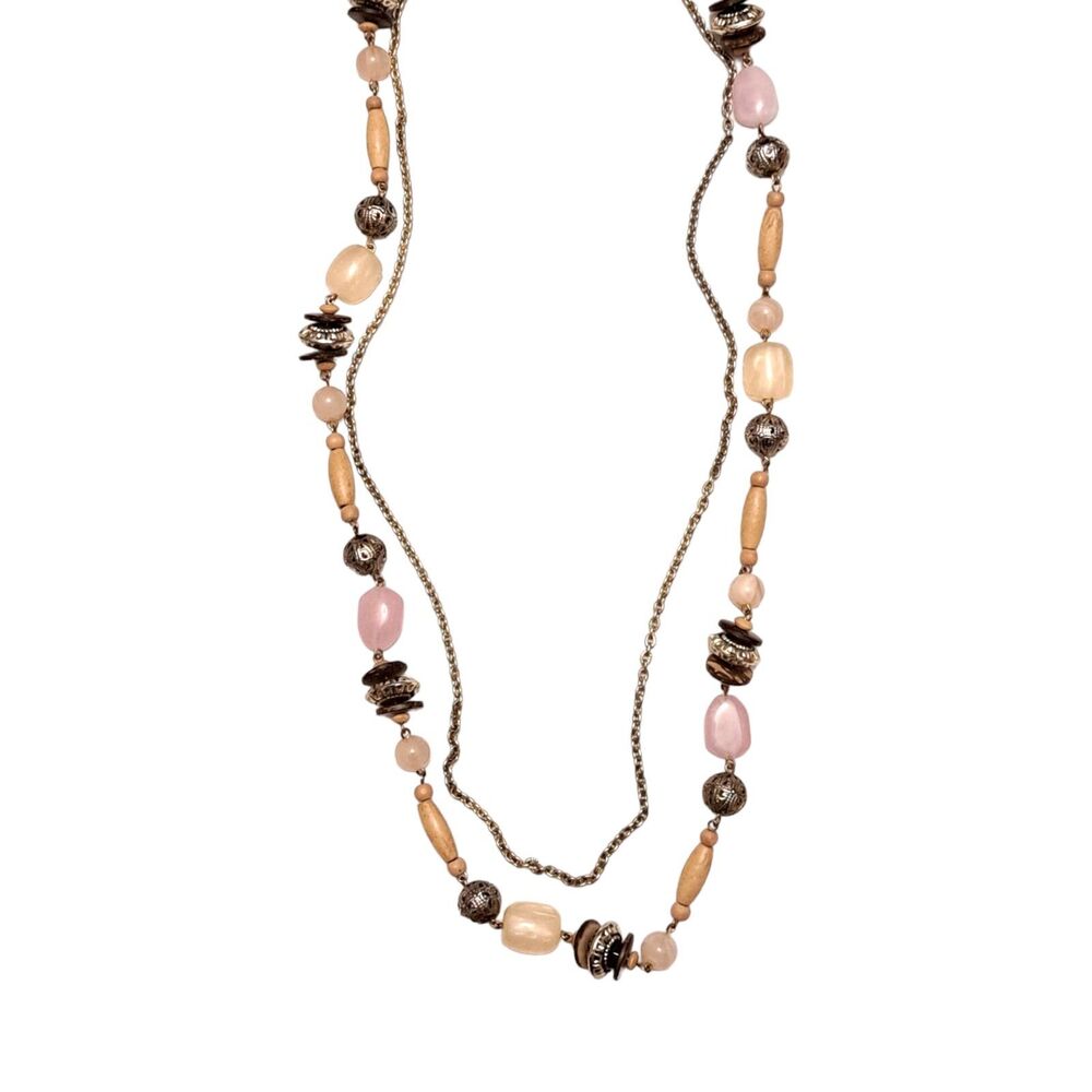 EsMor Long Beads Quartz Stone Immitation Layered Coconut Shell
